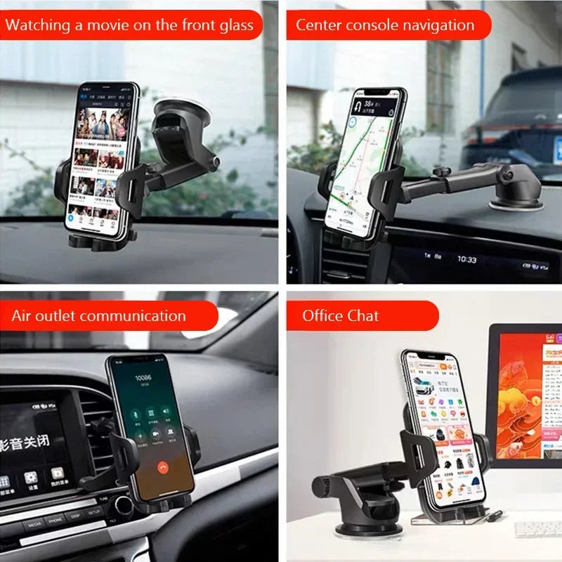 360° Suction Cup Car Phone Holder – Retractable Arm, Universal Fit