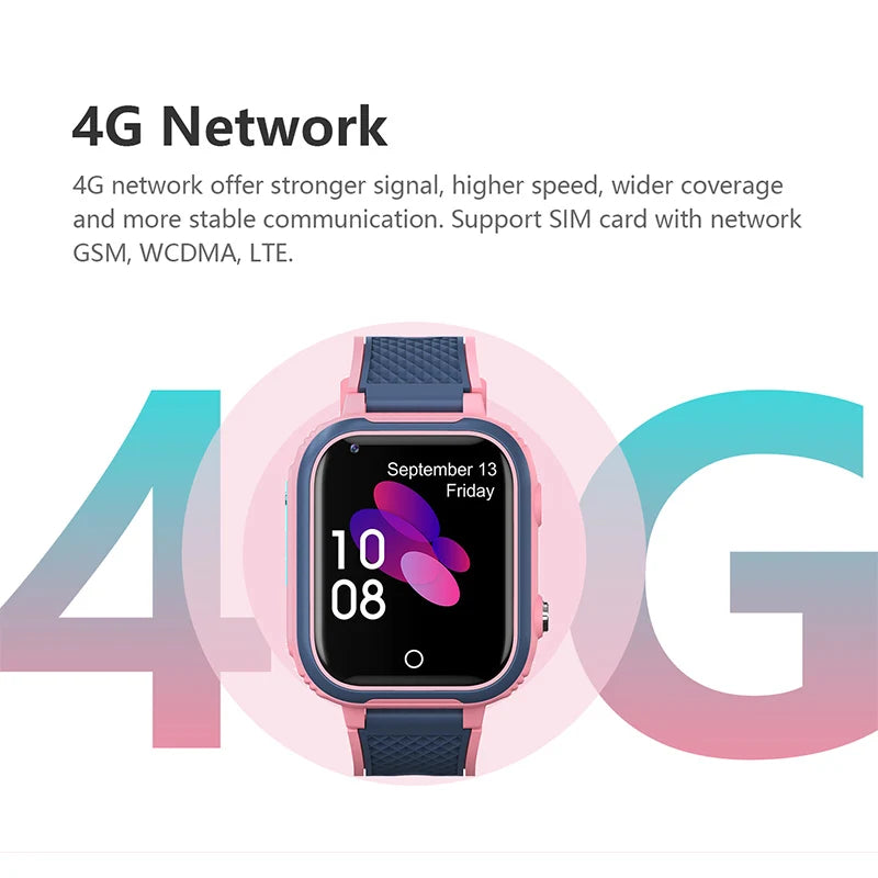 4G Kids Smart Watch – GPS Tracker, Video Calling, SOS Alert & IP67 Waterproof (SIM Card Required)