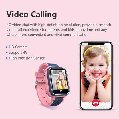 4G Kids Smart Watch – GPS Tracker, Video Calling, SOS Alert & IP67 Waterproof (SIM Card Required)
