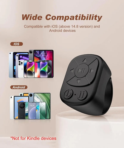 Bluetooth Scrolling Ring Remote – TikTok, Camera & Music Control for iOS & Android