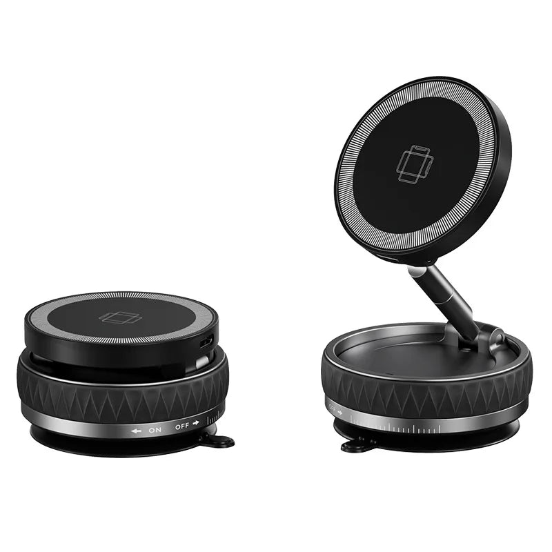 Magnetic Wireless Charging Car Mount – 15W Fast Charge, Foldable Holder