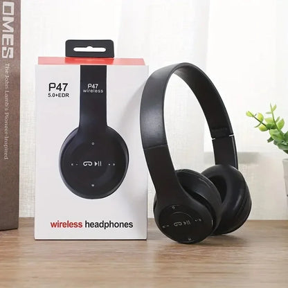 P47 Wireless Bluetooth Headphones – Foldable, Hi-Fi Stereo, Built-in Mic