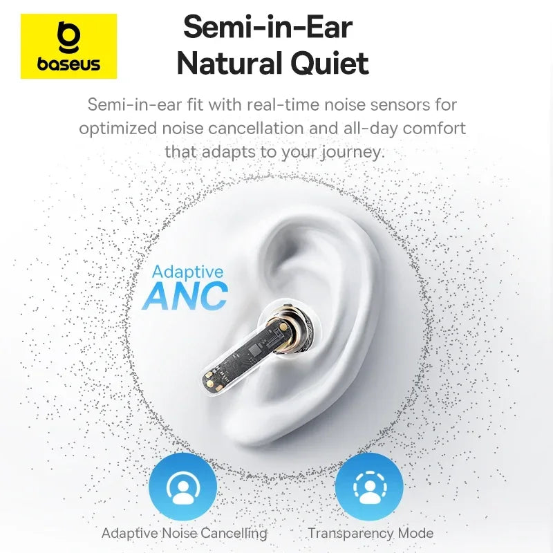 Baseus Bass BS1 Wireless Earbuds – ANC, LDAC Hi-Res Audio, Bluetooth 6.0