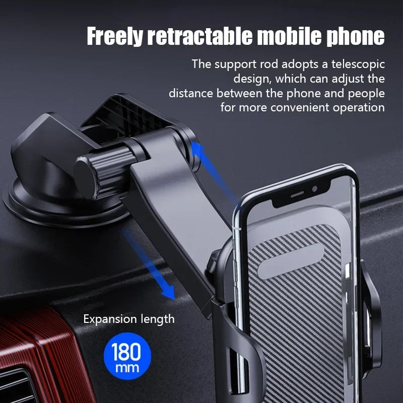 360° Suction Cup Car Phone Holder – Retractable Arm, Universal Fit