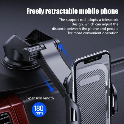 360° Suction Cup Car Phone Holder – Retractable Arm, Universal Fit