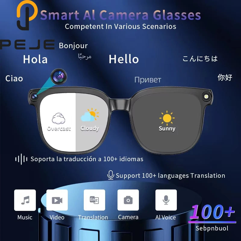 AI Smart Glasses – 1080P HD Camera, ChatGPT Voice Assistant & Real-Time Translation