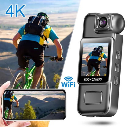 4K Mini Body Camera – Portable WiFi Bodycam with Night Vision, Motion Detection & 8-Hour Battery