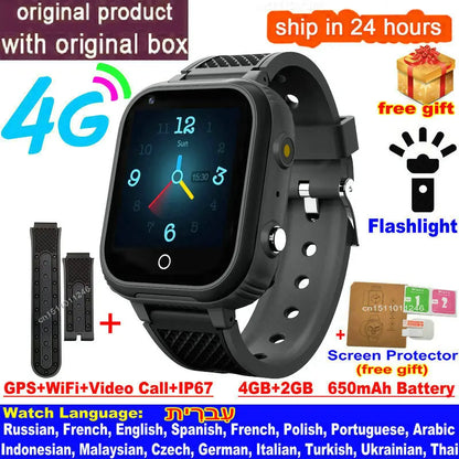 4G Kids Smart Watch – GPS Tracker, Video Calling, SOS Alert & IP67 Waterproof (SIM Card Required)
