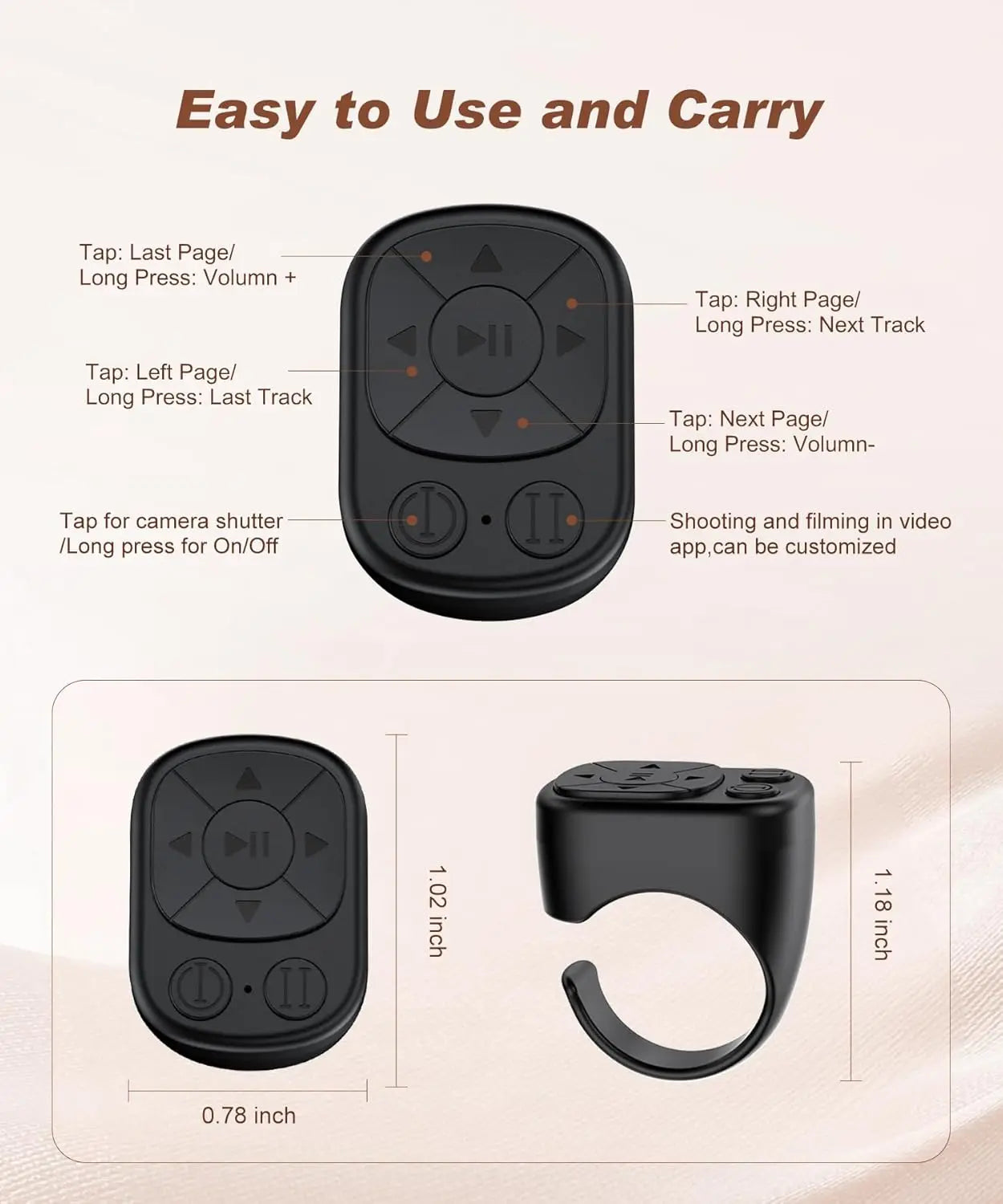 Bluetooth Scrolling Ring Remote – TikTok, Camera & Music Control for iOS & Android