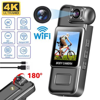 4K Mini Body Camera – Portable WiFi Bodycam with Night Vision, Motion Detection & 8-Hour Battery