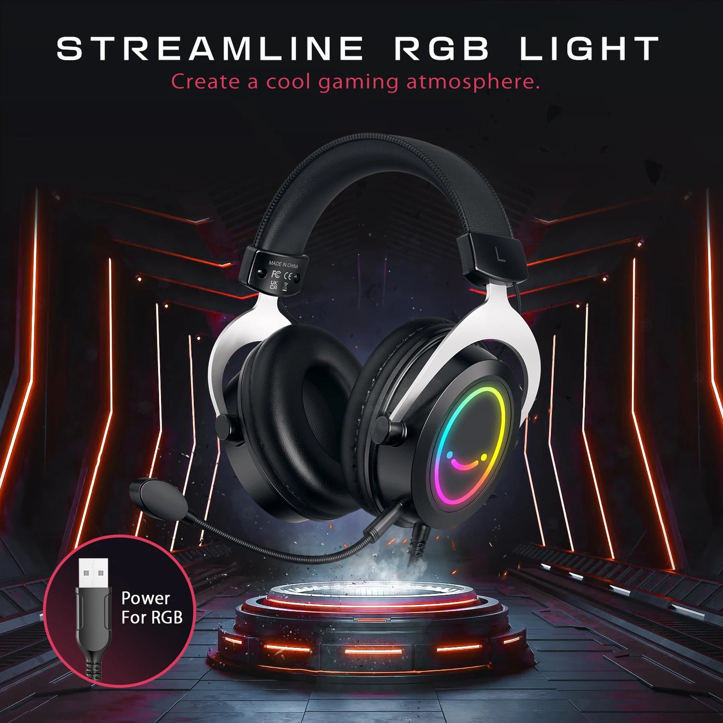 FIFINE AMPLIGAME H3 Gaming Headset – 50mm Stereo Sound, Detachable Mic, RGB & Line Control for PC, PS4, PS5 & Xbox