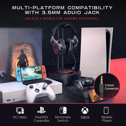 FIFINE AMPLIGAME H3 Gaming Headset – 50mm Stereo Sound, Detachable Mic, RGB & Line Control for PC, PS4, PS5 & Xbox