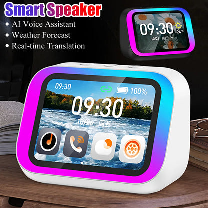Smart AI Speaker – Bluetooth Speaker with Voice Assistant, Weather Display, Alarm Clock & RGB Lights
