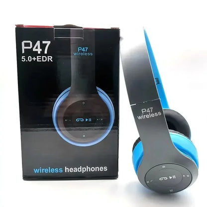 P47 Wireless Bluetooth Headphones – Foldable, Hi-Fi Stereo, Built-in Mic