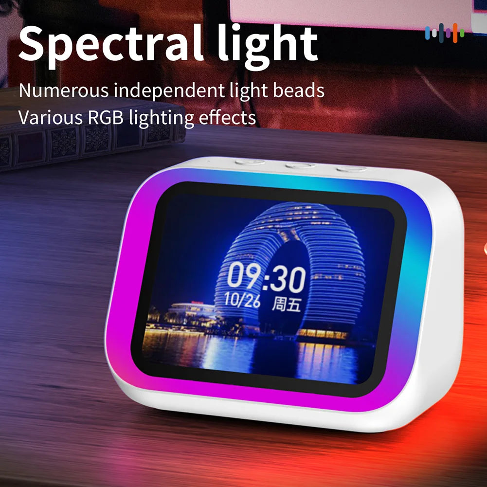 Smart AI Speaker – Bluetooth Speaker with Voice Assistant, Weather Display, Alarm Clock & RGB Lights