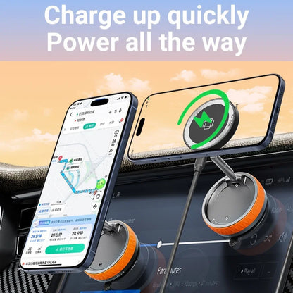 Magnetic Wireless Charging Car Mount – 15W Fast Charge, Foldable Holder