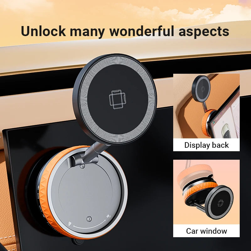 Magnetic Wireless Charging Car Mount – 15W Fast Charge, Foldable Holder