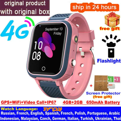 4G Kids Smart Watch – GPS Tracker, Video Calling, SOS Alert & IP67 Waterproof (SIM Card Required)