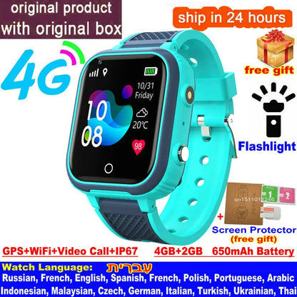 4G Kids Smart Watch – GPS Tracker, Video Calling, SOS Alert & IP67 Waterproof (SIM Card Required)