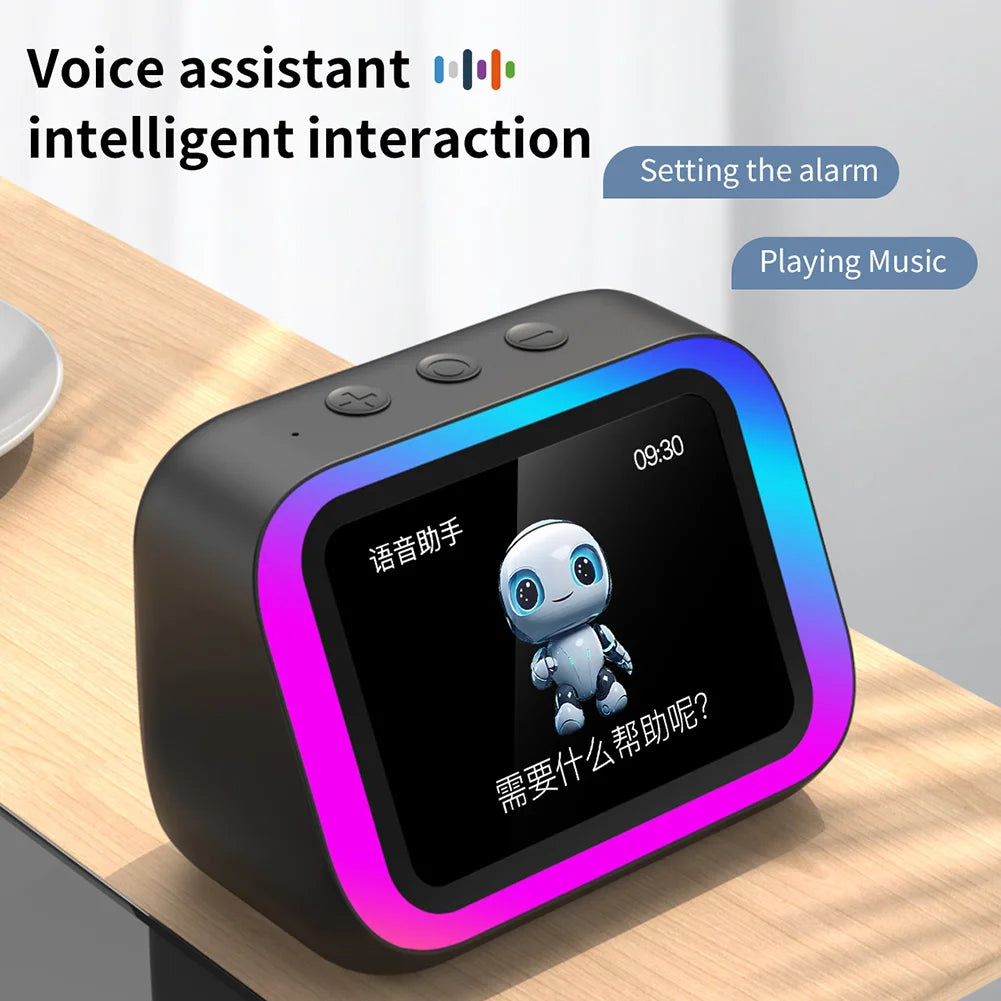 Smart AI Speaker – Bluetooth Speaker with Voice Assistant, Weather Display, Alarm Clock & RGB Lights