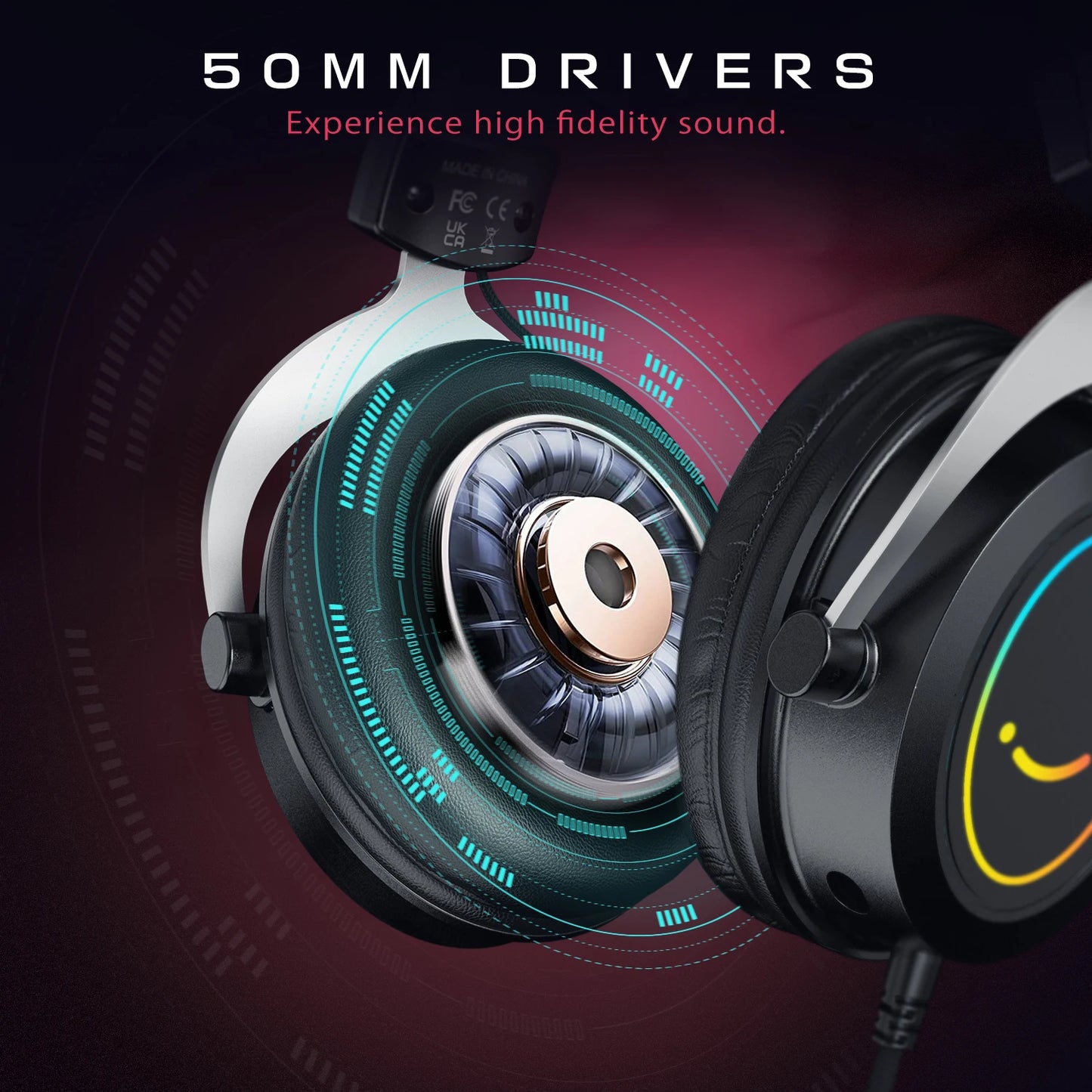 FIFINE AMPLIGAME H3 Gaming Headset – 50mm Stereo Sound, Detachable Mic, RGB & Line Control for PC, PS4, PS5 & Xbox