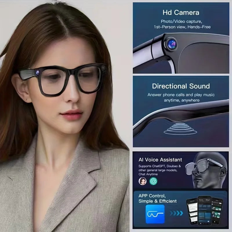 AI Smart Glasses – 1080P HD Camera, ChatGPT Voice Assistant & Real-Time Translation