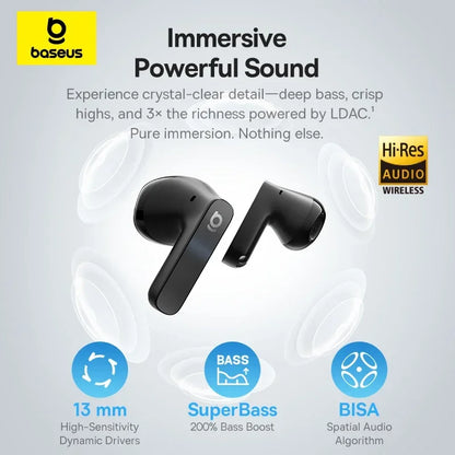 Baseus Bass BS1 Wireless Earbuds – ANC, LDAC Hi-Res Audio, Bluetooth 6.0