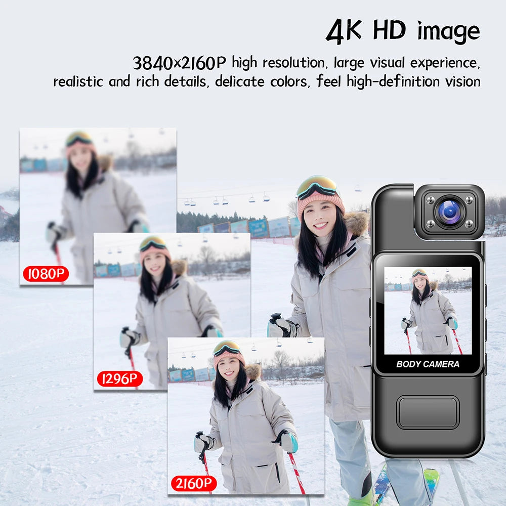 4K Mini Body Camera – Portable WiFi Bodycam with Night Vision, Motion Detection & 8-Hour Battery