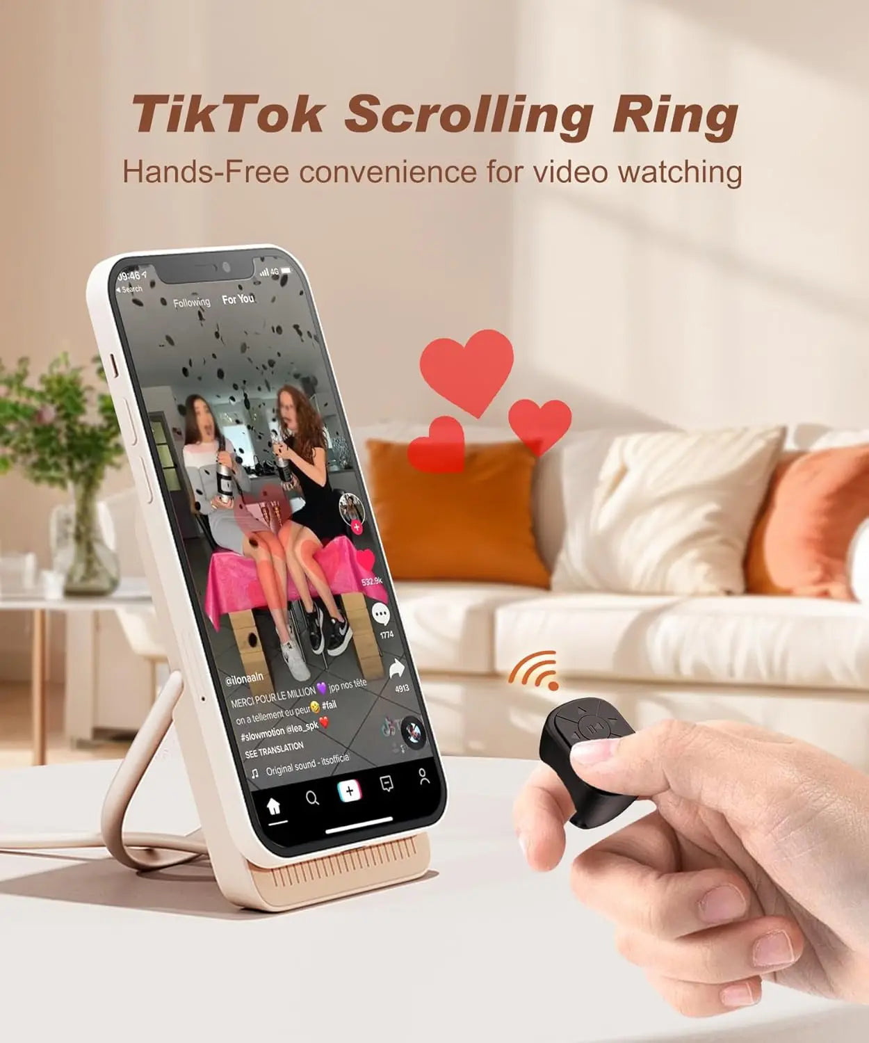 Bluetooth Scrolling Ring Remote – TikTok, Camera & Music Control for iOS & Android