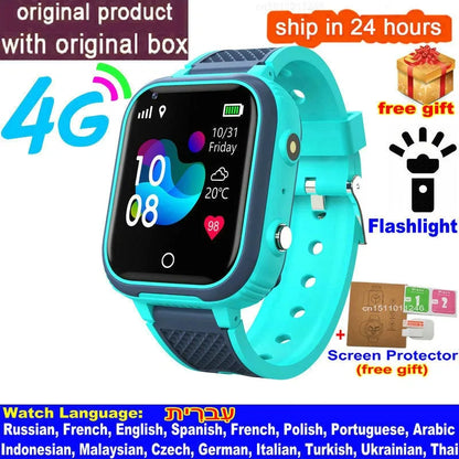 4G Kids Smart Watch – GPS Tracker, Video Calling, SOS Alert & IP67 Waterproof (SIM Card Required)