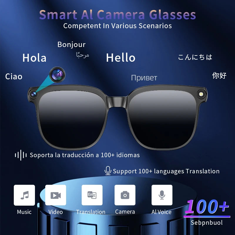 AI Smart Glasses – 1080P HD Camera, ChatGPT Voice Assistant & Real-Time Translation
