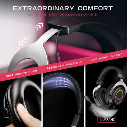 FIFINE AMPLIGAME H3 Gaming Headset – 50mm Stereo Sound, Detachable Mic, RGB & Line Control for PC, PS4, PS5 & Xbox