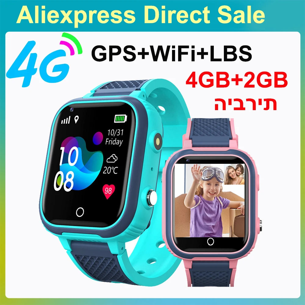 4G Kids Smart Watch – GPS Tracker, Video Calling, SOS Alert & IP67 Waterproof (SIM Card Required)