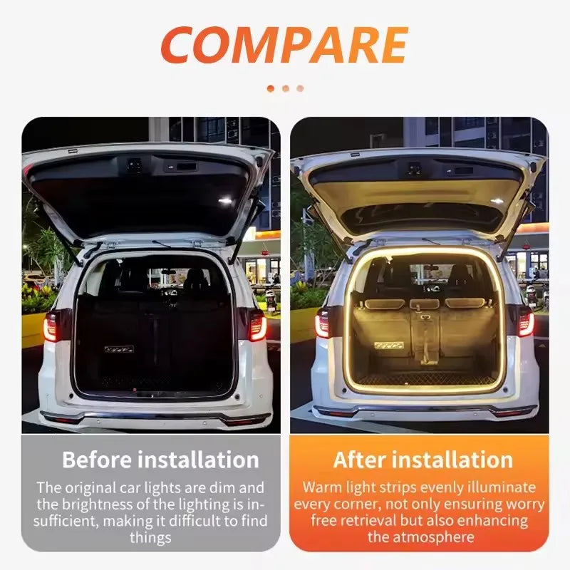 Dynamic LED Car Trunk Light Strip – Flowing Waterproof Atmosphere Lamp for Car Interior & Exterior
