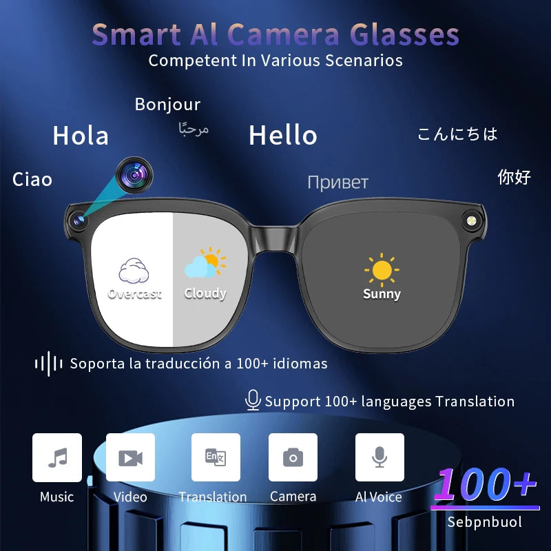 AI Smart Glasses – 1080P HD Camera, ChatGPT Voice Assistant & Real-Time Translation