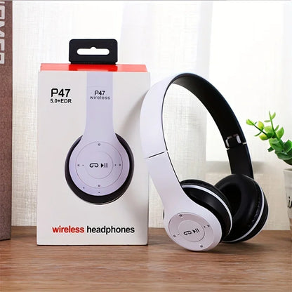 P47 Wireless Bluetooth Headphones – Foldable, Hi-Fi Stereo, Built-in Mic